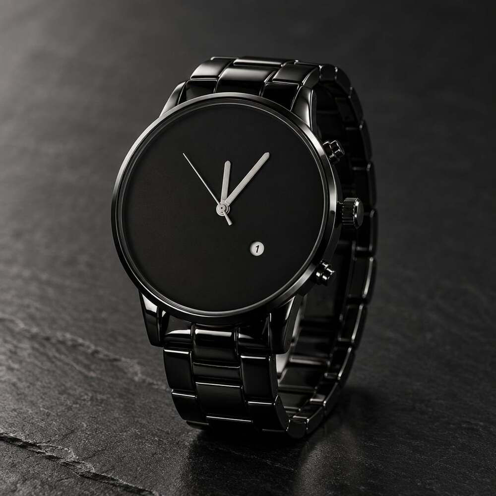 Nibosi Minimalist Black Chronograph 42mm Timepiece